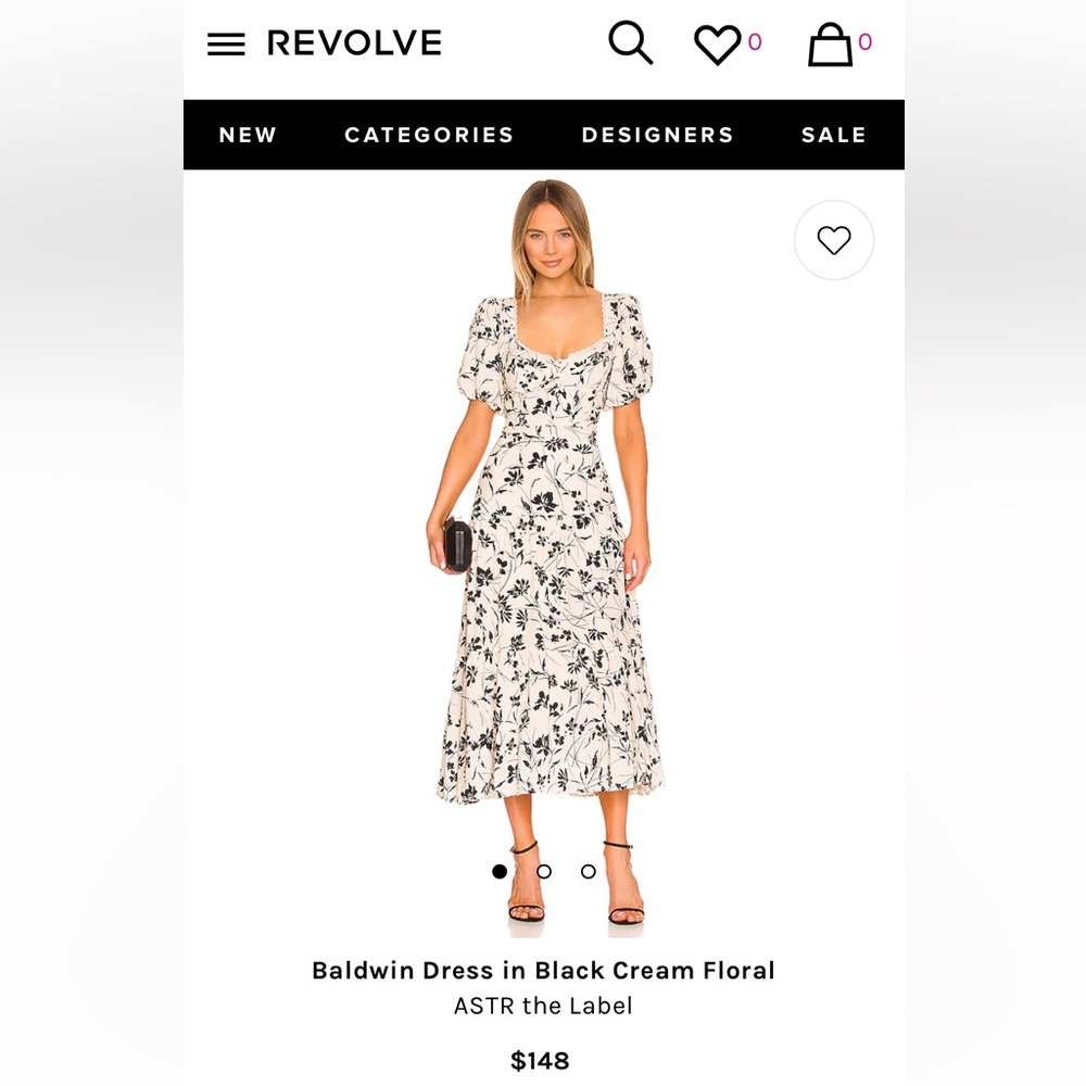 BALDWIN FLORAL PRINT PUFF SLEEVE MIDI DRESS Size small